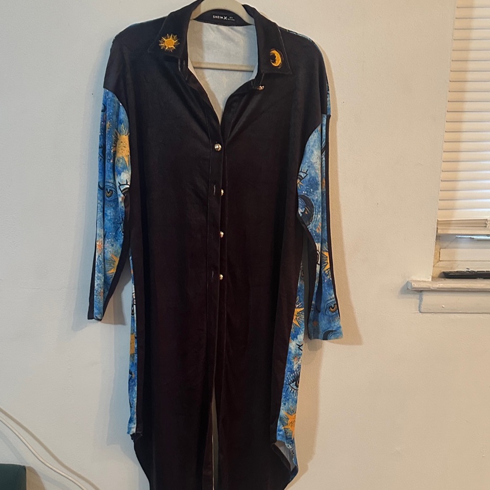SHEIN Black and Blue Long Cardigan